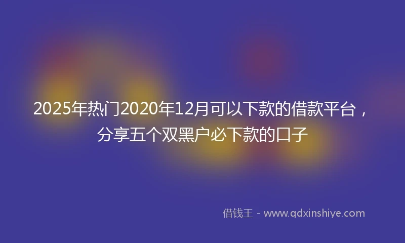 2025年热门2020年12月可以下款的借款平台，分享五个双黑户必下款的口子