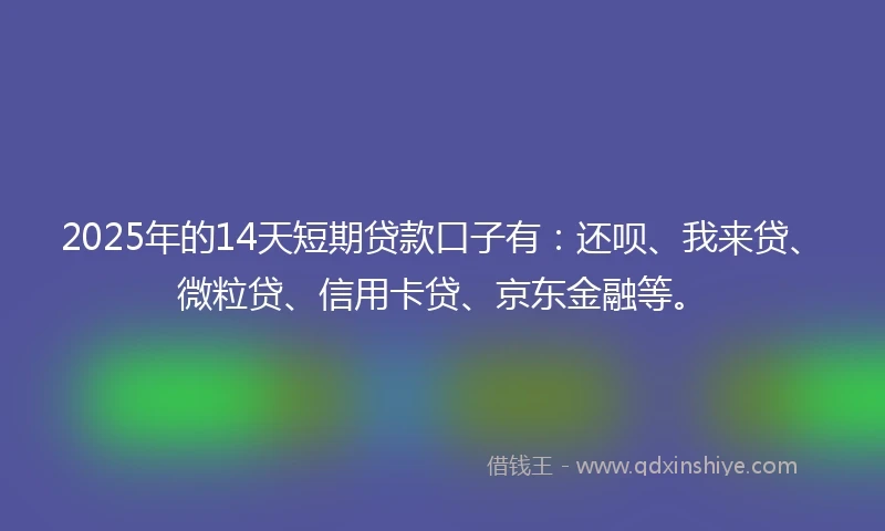 2025年的14天短期贷款口子有：还呗、我来贷、微粒贷、信用卡贷、京东金融等。