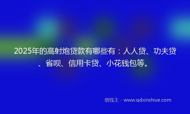 2025年的高射炮贷款有哪些有：人人贷、功夫贷、省呗、信用卡贷、小花钱包等。