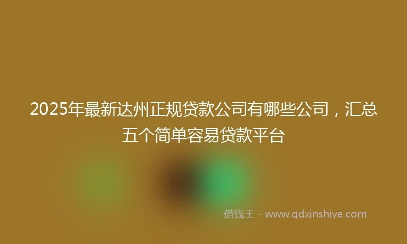2025年最新达州正规贷款公司有哪些公司，汇总五个简单容易贷款平台