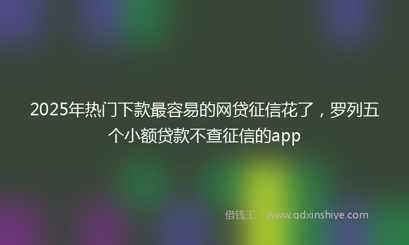 2025年热门下款最容易的网贷征信花了，罗列五个小额贷款不查征信的app