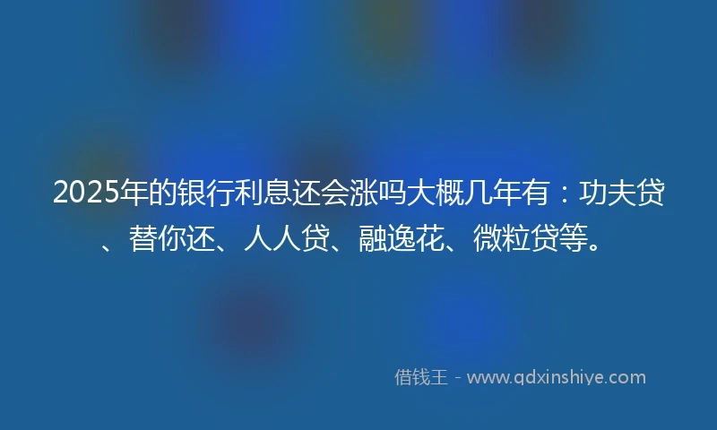 2025年的银行利息还会涨吗大概几年有：功夫贷、替你还、人人贷、融逸花、微粒贷等。