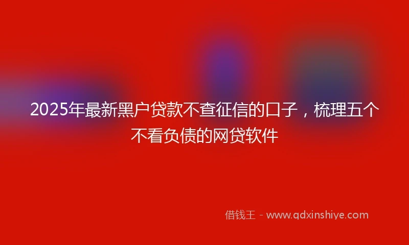 2025年最新黑户贷款不查征信的口子，梳理五个不看负债的网贷软件