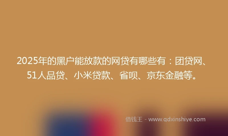 2025年的黑户能放款的网贷有哪些有：团贷网、51人品贷、小米贷款、省呗、京东金融等。