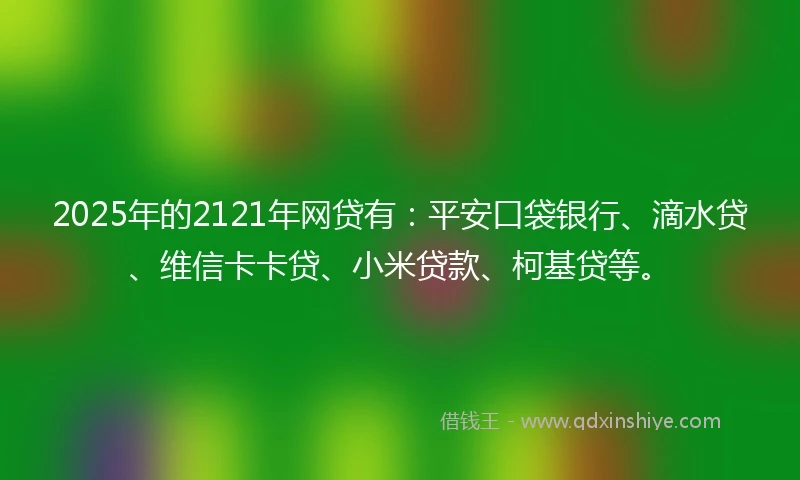 2025年的2121年网贷有：平安口袋银行、滴水贷、维信卡卡贷、小米贷款、柯基贷等。