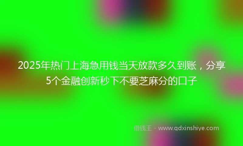 2025年热门上海急用钱当天放款多久到账，分享5个金融创新秒下不要芝麻分的口子