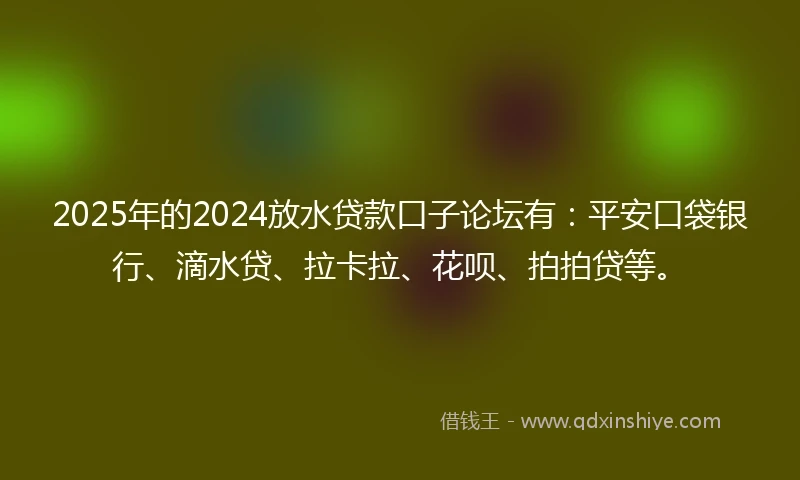 2025年的2024放水贷款口子论坛有：平安口袋银行、滴水贷、拉卡拉、花呗、拍拍贷等。