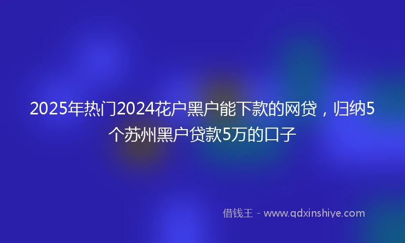 2025年热门2024花户黑户能下款的网贷，归纳5个苏州黑户贷款5万的口子