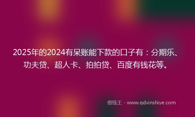 2025年的2024有呆账能下款的口子有：分期乐、功夫贷、超人卡、拍拍贷、百度有钱花等。