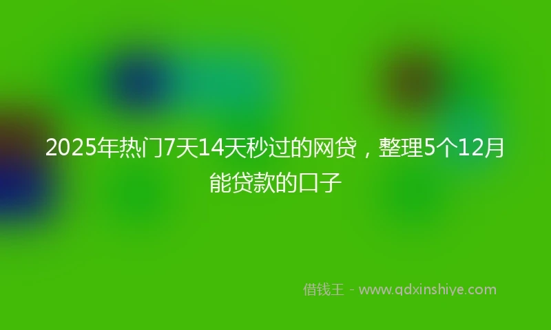 2025年热门7天14天秒过的网贷，整理5个12月能贷款的口子