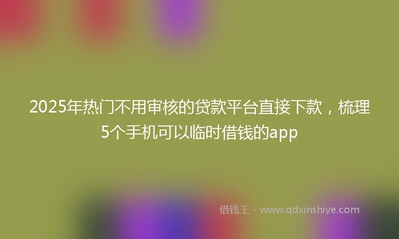 2025年热门不用审核的贷款平台直接下款，梳理5个手机可以临时借钱的app
