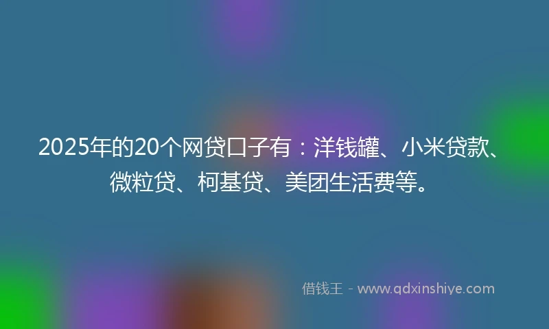 2025年的20个网贷口子有：洋钱罐、小米贷款、微粒贷、柯基贷、美团生活费等。
