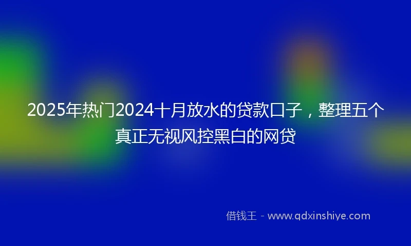 2025年热门2024十月放水的贷款口子，整理五个真正无视风控黑白的网贷