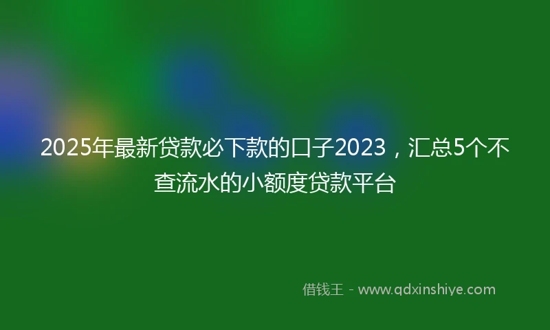 2025年最新贷款必下款的口子2023，汇总5个不查流水的小额度贷款平台