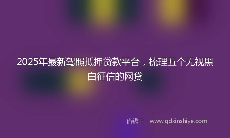 2025年最新驾照抵押贷款平台，梳理五个无视黑白征信的网贷