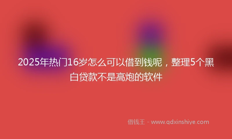 2025年热门16岁怎么可以借到钱呢，整理5个黑白贷款不是高炮的软件