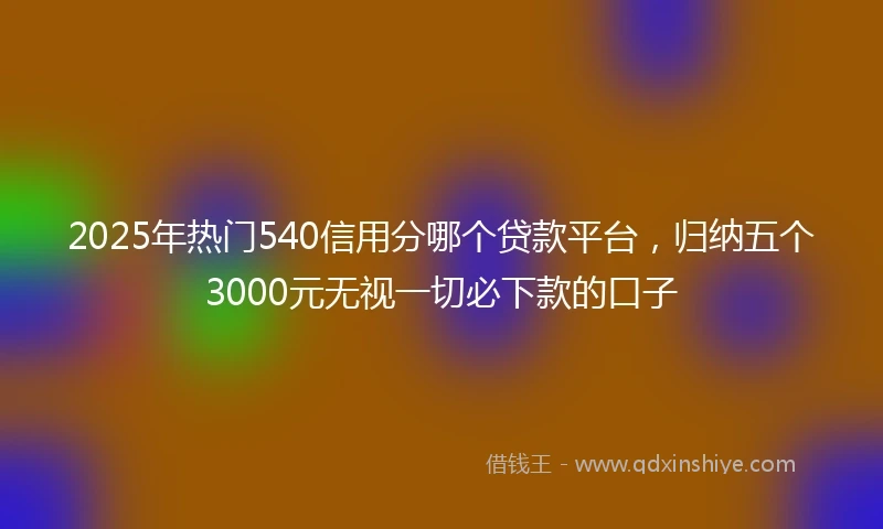 2025年热门540信用分哪个贷款平台，归纳五个3000元无视一切必下款的口子