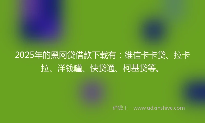 2025年的黑网贷借款下载有：维信卡卡贷、拉卡拉、洋钱罐、快贷通、柯基贷等。