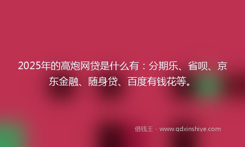 2025年的高炮网贷是什么有：分期乐、省呗、京东金融、随身贷、百度有钱花等。