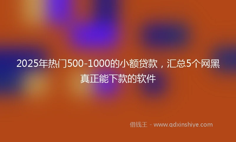 2025年热门500-1000的小额贷款，汇总5个网黑真正能下款的软件
