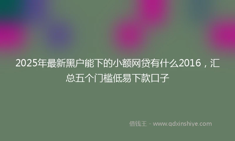 2025年最新黑户能下的小额网贷有什么2016，汇总五个门槛低易下款口子