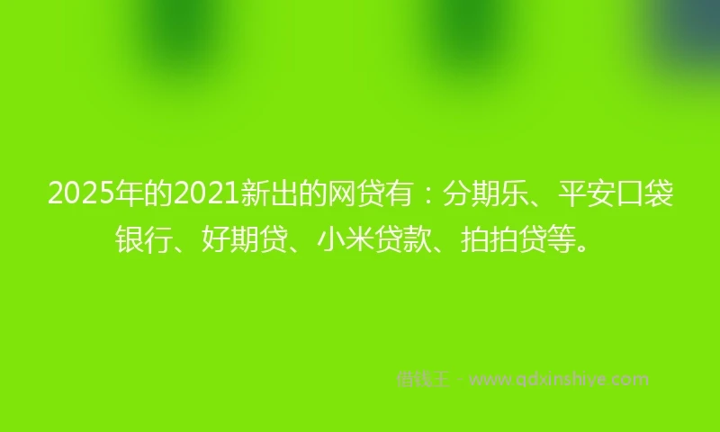 2025年的2021新出的网贷有：分期乐、平安口袋银行、好期贷、小米贷款、拍拍贷等。