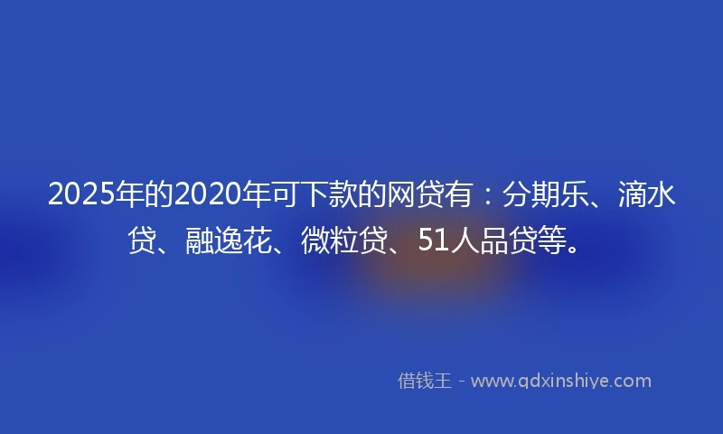 2025年的2020年可下款的网贷有：分期乐、滴水贷、融逸花、微粒贷、51人品贷等。