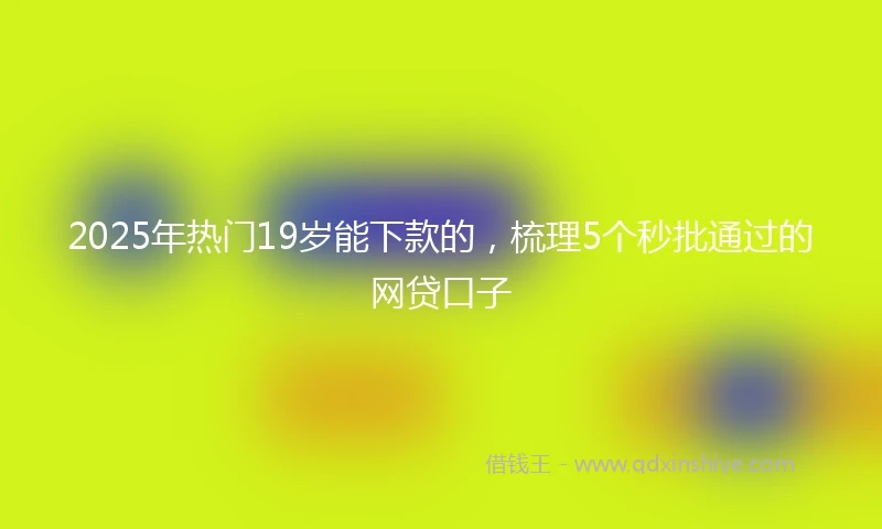 2025年热门19岁能下款的，梳理5个秒批通过的网贷口子