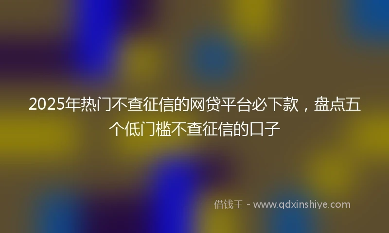2025年热门不查征信的网贷平台必下款，盘点五个低门槛不查征信的口子