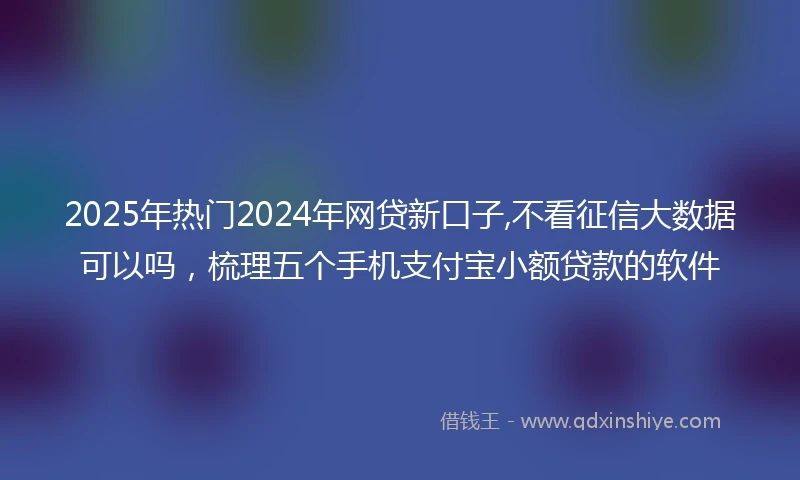 2025年热门2024年网贷新口子,不看征信大数据可以吗，梳理五个手机支付宝小额贷款的软件