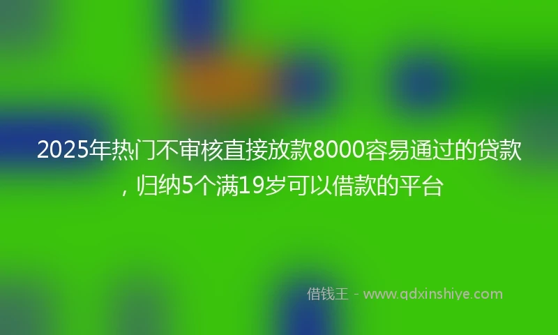 2025年热门不审核直接放款8000容易通过的贷款，归纳5个满19岁可以借款的平台
