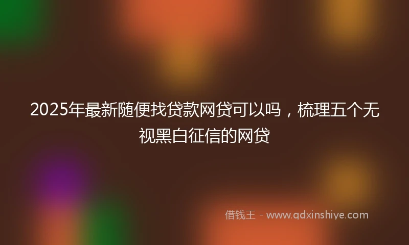 2025年最新随便找贷款网贷可以吗，梳理五个无视黑白征信的网贷