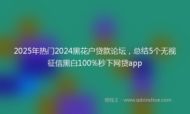 2025年热门2024黑花户贷款论坛，总结5个无视征信黑白100%秒下网贷app