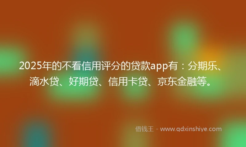 2025年的不看信用评分的贷款app有：分期乐、滴水贷、好期贷、信用卡贷、京东金融等。