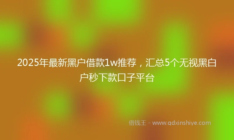 2025年最新黑户借款1w推荐，汇总5个无视黑白户秒下款口子平台