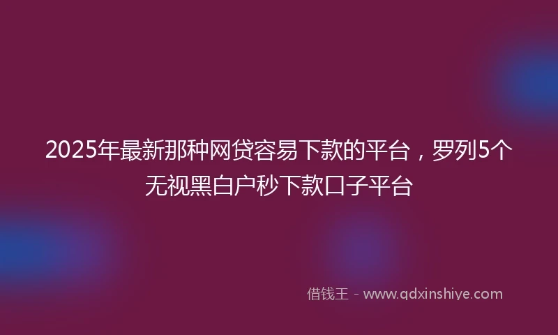 2025年最新那种网贷容易下款的平台，罗列5个无视黑白户秒下款口子平台