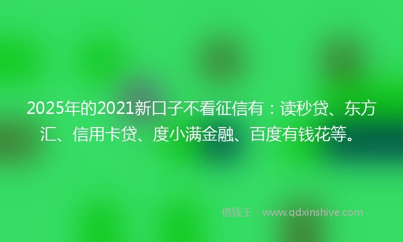 2025年的2021新口子不看征信有：读秒贷、东方汇、信用卡贷、度小满金融、百度有钱花等。