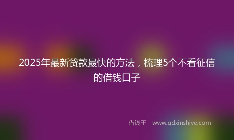2025年最新贷款最快的方法，梳理5个不看征信的借钱口子