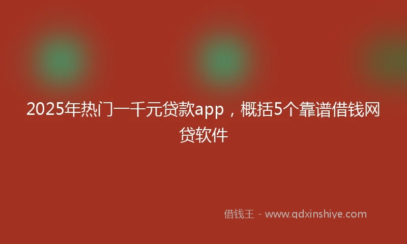 2025年热门一千元贷款app，概括5个靠谱借钱网贷软件