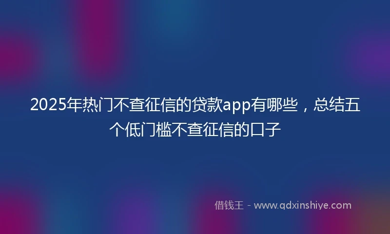 2025年热门不查征信的贷款app有哪些，总结五个低门槛不查征信的口子