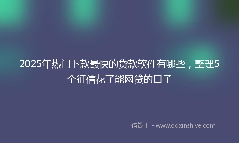 2025年热门下款最快的贷款软件有哪些，整理5个征信花了能网贷的口子