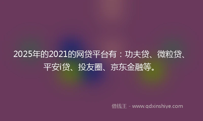 2025年的2021的网贷平台有：功夫贷、微粒贷、平安i贷、投友圈、京东金融等。