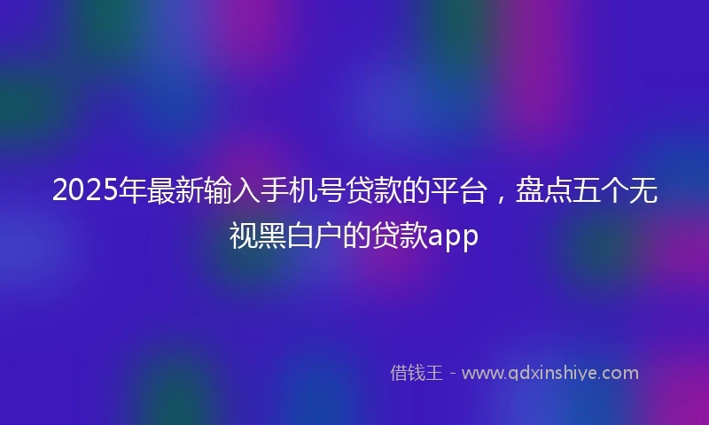 2025年最新输入手机号贷款的平台，盘点五个无视黑白户的贷款app