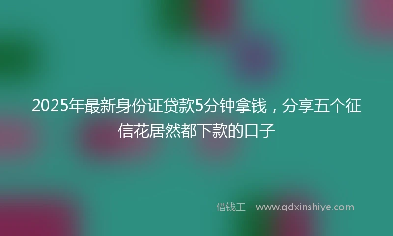 2025年最新身份证贷款5分钟拿钱，分享五个征信花居然都下款的口子