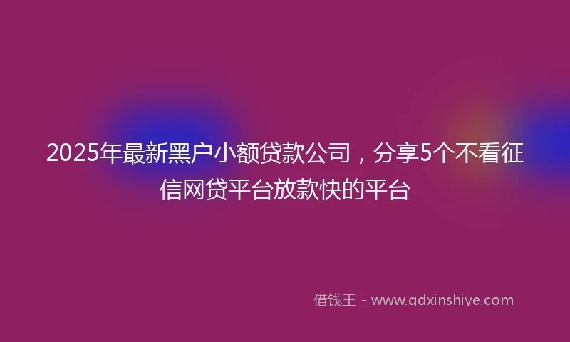 2025年最新黑户小额贷款公司，分享5个不看征信网贷平台放款快的平台