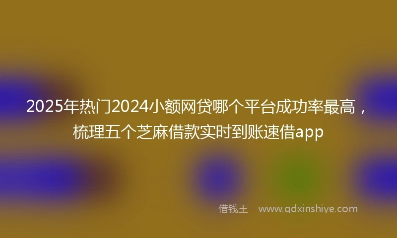 2025年热门2024小额网贷哪个平台成功率最高，梳理五个芝麻借款实时到账速借app