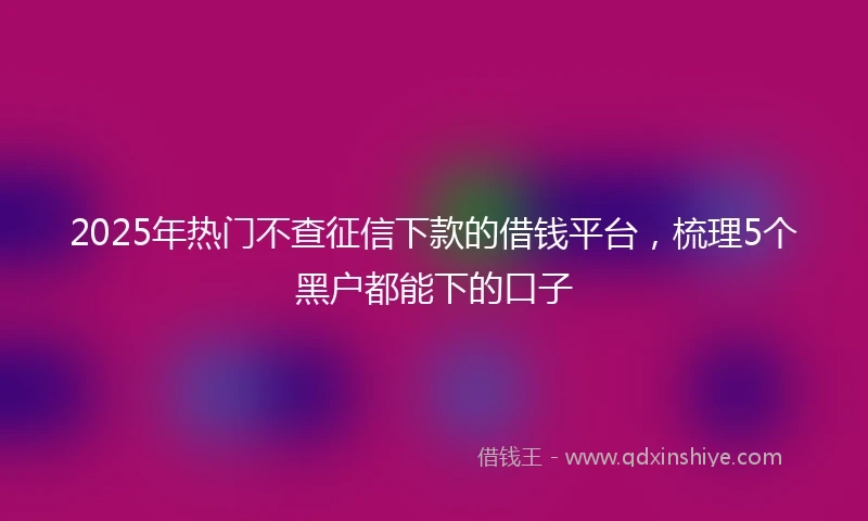 2025年热门不查征信下款的借钱平台，梳理5个黑户都能下的口子