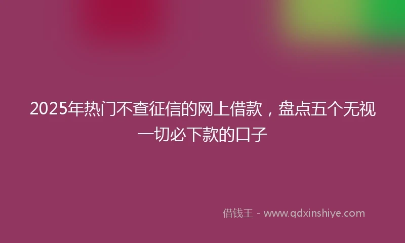 2025年热门不查征信的网上借款，盘点五个无视一切必下款的口子