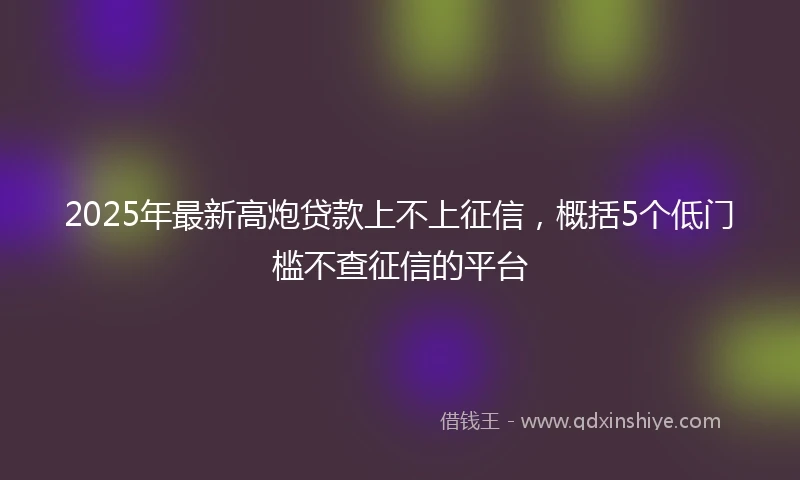 2025年最新高炮贷款上不上征信，概括5个低门槛不查征信的平台