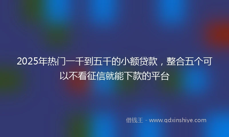 2025年热门一千到五千的小额贷款，整合五个可以不看征信就能下款的平台